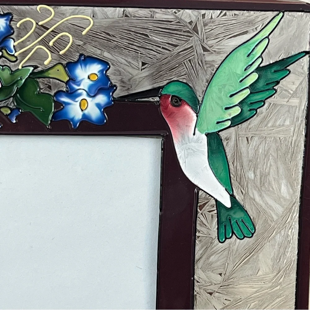 GWI Glass Picture Frame With Painted Flower Design For 4x6 Photo